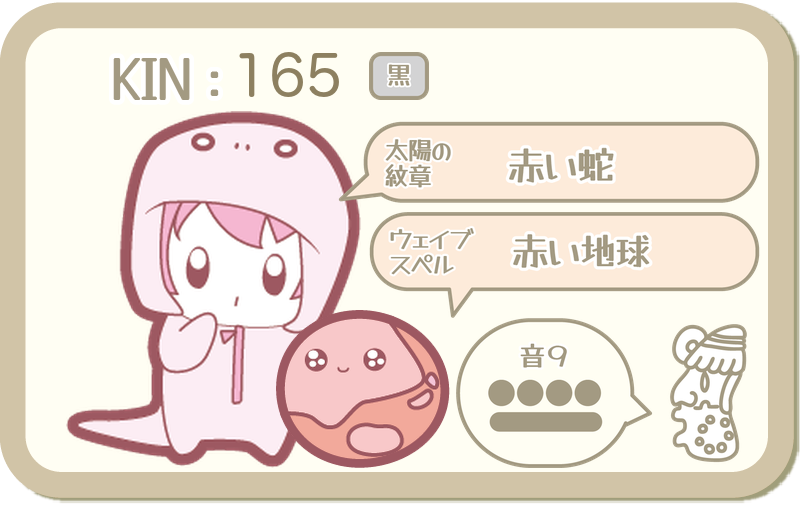 KIN165：太陽の紋章 赤い蛇・ウェイブスペル 赤い地球・音9