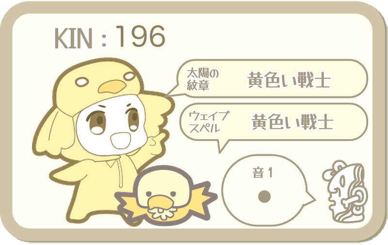 KIN196：太陽の紋章 黄色い戦士・ウェイブスペル 黄色い戦士・音1