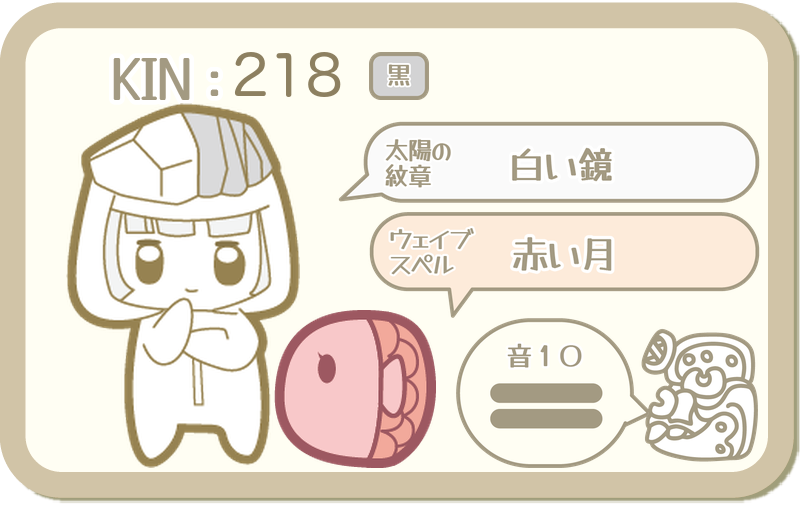 KIN218：太陽の紋章 白い鏡・ウェイブスペル 赤い月・音10