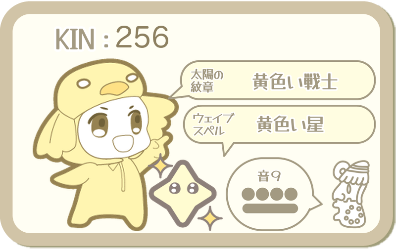 KIN256：太陽の紋章 黄色い戦士・ウェイブスペル 黄色い星・音9