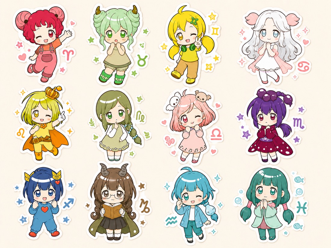 12星座のキャラクターたち